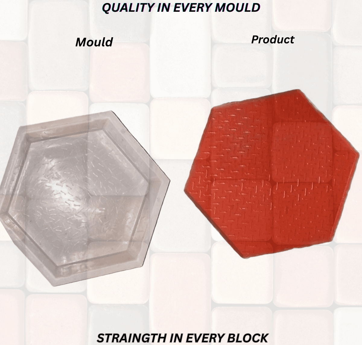 Hexagon paver block mould with finished product
